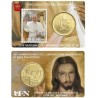 VATICANO 50 CENTIMOS 2019 ESCUDO DEL PAPA FRANCISCO CON SELLO DE 1.15 EURO MONEDA DE LATON COINCARD Nº 31 + STAMP