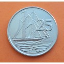 CAYMAN 25 CENTAVOS 1992 BARCO VELERO y REINA ISABEL II KM.87 MONEDA DE NICKEL EBC Cayman Islands