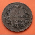 ITALIA 10 CENTIMOS 1893 R Ceca de ROMA Rey UMBERTO I KM.27.2 MONEDA DE BRONCE MBC Kingdom of Italy