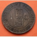 INDOCHINA 1 CENTIMO 1887 A DAMA KM.1 MONEDA DE BRONCE @ESCASA@ INDO-CHINE Republique Francaise POIDS 10 GR