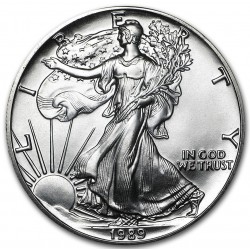 ESTADOS UNIDOS 1 DOLAR 1989 EAGLE LIBERTY MONEDA DE PLATA PURA SC $1 Dollar Coin USA UNITED STATES ONZA OZ OUNCE