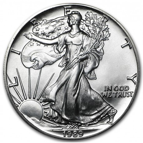 ESTADOS UNIDOS 1 DOLAR 1989 EAGLE LIBERTY PLATA SIN CIRCULAR OZ