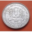 @RARA@ REPUBLICA DOMINICANA 1/2 PESO 1963 CENTENARIO DE LA RESTAURACIÓN DE LA REPÚBLICA KM.29 MONEDA DE PLATA MBC+