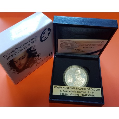 ESPAÑA 10 EUROS 2009 VI Serie PROGRAMA EUROPA FELIPE II HERENCIA EUROPEA MONEDA DE PLATA ESTUCHE CERTIFICADO FNMT