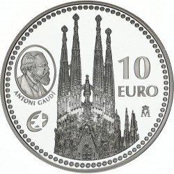 . @ESCASA@ ESPAÑA 10 EUROS 2010 ANTONIO GAUDI LA SAGRADA FAMILIA VII Serie HERENCIA EUROPEA MONEDA DE PLATA NO ESTUCHE FNMT