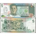 @SELLO EN TINTA@ FILIPINAS 5 PISO 1987 EMILIO AGUINALDO - INDEPENDENCIA NACIONAL Pick 176A BILLETE SC Philippines UNC BANKNOTE