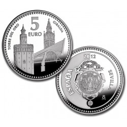 ESPAÑA 5 EUROS 2012 CIUDAD de SEVILLA TORRE DEL ORO y GIRALDA Nº 50 Serie CAPITALES de PROVINCIAS MONEDA DE PLATA ESTUCHE FNMT