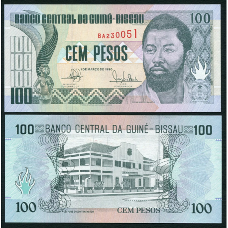 GUINEA BISSAU 100 PESOS 1990 TOTEM NATIVO - DOMINGO RAMOS - EDIFICIO PicK 11 BILLETE SC UNC BANKNOTE