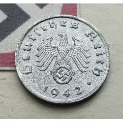 ALEMANIA 1 REICHSPFENNIG 1942 A AGUILA SOBRE ESVASTICA NAZI III REICH KM.97 MONEDA DE ZINC MBC++ Germany III REICH