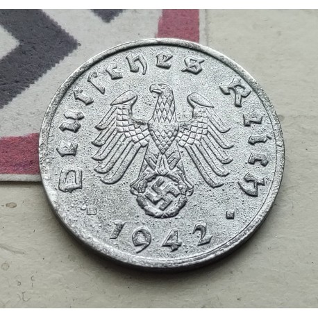 ALEMANIA 1 REICHSPFENNIG 1942 A AGUILA SOBRE ESVASTICA NAZI III REICH KM.97 MONEDA DE ZINC MBC++ Germany III REICH