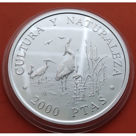 . 1 Moneda + CÁPSULA x ESPAÑA 2000 PESETAS 1994 GARZAS IMPERIALES 1ª Serie CULTURA y NATURALEZA PLATA NO ESTUCHE FNMT