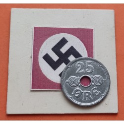 DINAMARCA 25 ORE 1945 KM*823.2 ESCUDO ZINC III REICH NAZI WWII