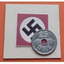 DINAMARCA 25 ORE 1942 LETRAS CX-R BAJO CORONA KM.823.2A MONEDA DE ZINC OCUPACION NAZI III REICH WWII Denmark