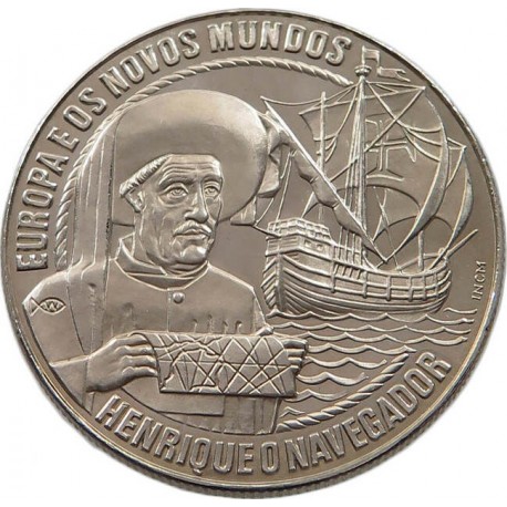 PORTUGAL 2,50 ECUS 1991 ENRIQUE EL NAVEGANTE y BARCO MONEDA DE NICKEL SC 2,50 ECU 2 1/2 ECU