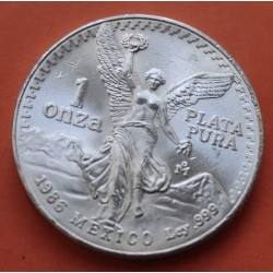 @LA DE LA FOTO@ MEXICO 1 ONZA 1986 ANGEL LIBERTAD MONEDA DE PLATA PURA SC- silver coin OZ OUNCE CÁPSULA R/1