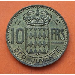 MONACO 10 FRANCOS 1950 RAINIERO III LATON KM*130 MBC++ Francs