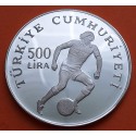 TURQUIA 500 LIRAS 1982 JUGADOR MUNDIAL FUTBOL ESPAÑA 82 KM.952 MONEDA DE PLATA PROOF Turkey silver