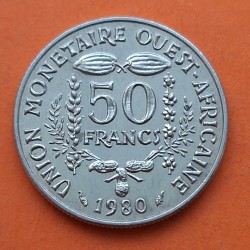 AFRICA DEL OESTE 50 FRANCOS 1980 PEZ KM.6 MONEDA DE NICKEL MBC- Banque Centrale des Etats de L'Afrique De L'Ouest