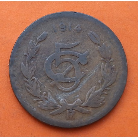 MEXICO REVOLUCION Estado de CHIHUAHUA 5 CENTAVOS 1914 KM*613 SC