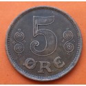 DINAMARCA 5 ORE 1917 VBP GJ SIGLAS DEL REY CHRISTIAN X KM.814.1 MONEDA DE BRONCE MBC+ @ESCASA@ Denmark coin