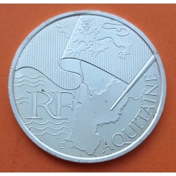 FRANCIA 10 EUROS 2010 Serie REGIONES - AQUITAINE BANDERA KM.1645 MONEDA DE PLATA EBC imperfecciones France 10 Euro silver coin