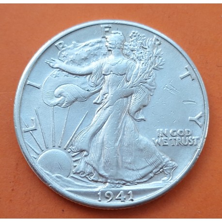 @PRECIOSA@ ESTADOS UNIDOS 1/2 DOLAR 1941 S WALKING LIBERTY KM.142 MONEDA DE PLATA EBC- USA silver Half Dollar