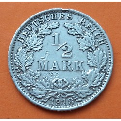 ALEMANIA 1/2 MARCO 1918 A IMPERIO AGUILA KM.17 MONEDA DE PLATA MBC- Germany Empire Half Mark DEUTSCHES REICH R/1