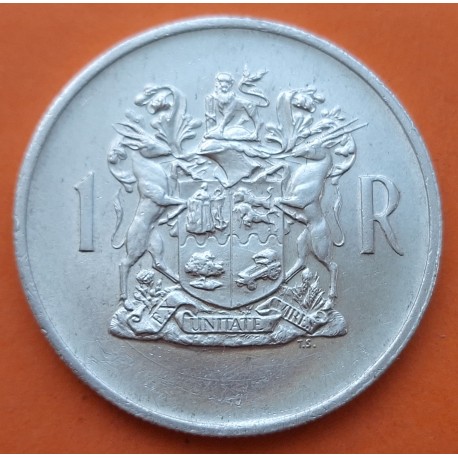 SUDAFRICA 1 RAND 1969 ESCUDO NACIONAL y T.E. DONGES KM.71 MONEDA DE PLATA SC- South Africa silver