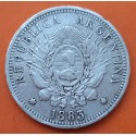 @RARA@ ARGENTINA 50 CENTAVOS 1883 DAMA y ESCUDO KM.28 MONEDA DE PLATA MBC + MUESCAS e IMPERFECCIONES