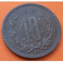 @LA MÁS RARA@ MEXICO 10 CENTAVOS 1919 AGUILA y SERPIENTE modulo Grande KM.430 MONEDA DE COBRE MBC República Mexicana