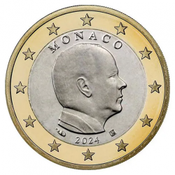 . 1 aaaacoin x MONACO 1 EURO 2024 REY ALBERTO II MONEDA NO CONMEMORATIVA SC TIPO NORMAL DE CIRCULACIÓN