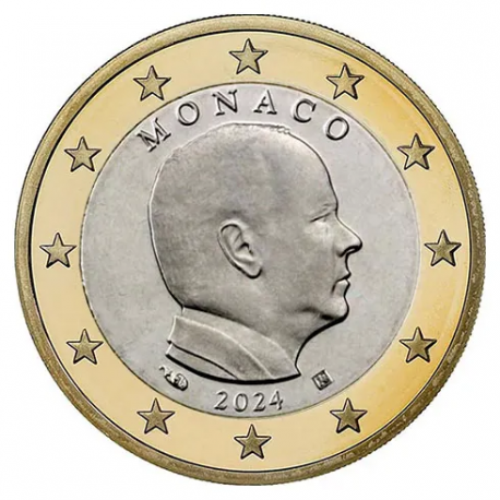 . 1 aaaacoin x MONACO 1 EURO 2024 REY ALBERTO II MONEDA NO CONMEMORATIVA SC TIPO NORMAL DE CIRCULACIÓN