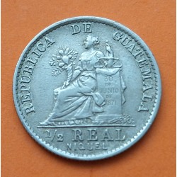 GUATEMALA 1/2 REAL 1900 DAMA CON LANZA y ESCUDO NIQUEL KM.176 MONEDA DE NICKEL EBC coin 19mm