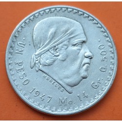 MEXICO 1 PESO 1947 MORELOS y PAVON KM.456 MONEDA DE PLATA MBC+ Estados Unidos Mexicanos