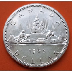 CANADA 1 DOLAR 1965 INDIOS EN CANOA KM.64.1 MONEDA DE PLATA EBC @RAYITAS@ $1 Dollar silver coin R/2