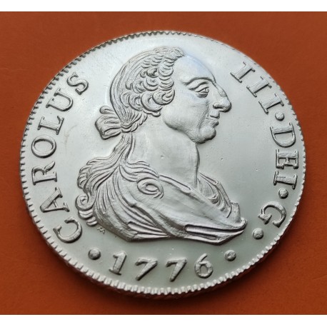 . 0,80 Onzas x ESPAÑA 8 REALES 1776 CARLOS III MEDALLA DE PLATA 1976 BANCO INDUSTRIAL y MERCANTIL