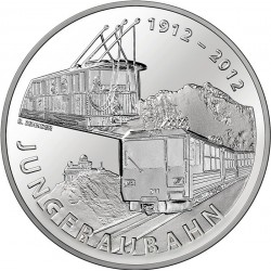 SUIZA 20 FRANCOS 2012 B TREN FERROCARRIL DE LOS ALPES JUNG FRAUBAHN MONEDA DE PLATA Switzerland 20 Francs