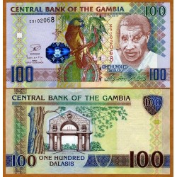 GAMBIA 100 DALASIS 2013 LORO AFRICANO y PRESIDENTE Pick 29D BILLETE SC Africa UNC BANKNOTE