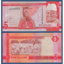 GAMBIA 5 DALASIS 2015 PRESIDENTE, PAJARO y REBAÑO DE VACAS Pick 31R BILLETE SC Africa UNC BANKNOTE