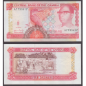 GAMBIA 5 DALASIS 1991 SIR DAWDA KAIRABA, PAJARO y REBAÑO DE VACAS Pick 12B BILLETE SC Africa UNC BANKNOTE