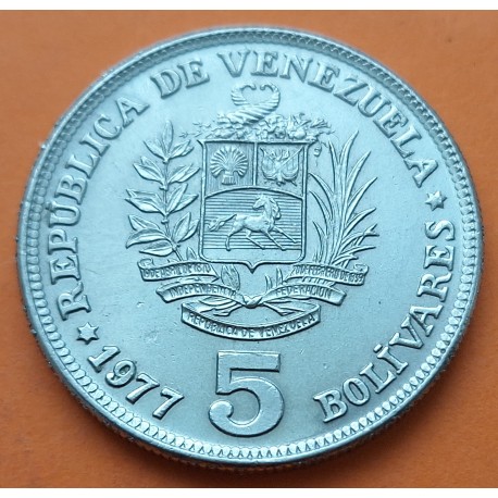 VENEZUELA 5 BOLIVARES 1929 SIMON BOLIVAR PLATA MBC- SILVER