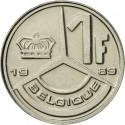 BELGICA 1 FRANCO 1989 REY BALDUÍNO I KM.170 MONEDA DE NICKEL SC-