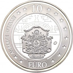 MALTA 10 EUROS 2010 ALBERGUE DE ITALIA KM.140 MONEDA DE PLATA PROOF ESTUCHE + CERTIFICADO