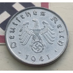 ALEMANIA 10 REICHSPFENNIG 1941 A AGUILA SOBRE ESVASTICA NAZI KM.101 MONEDA DE ZINC EBC- Germany III Reich WWII R/1