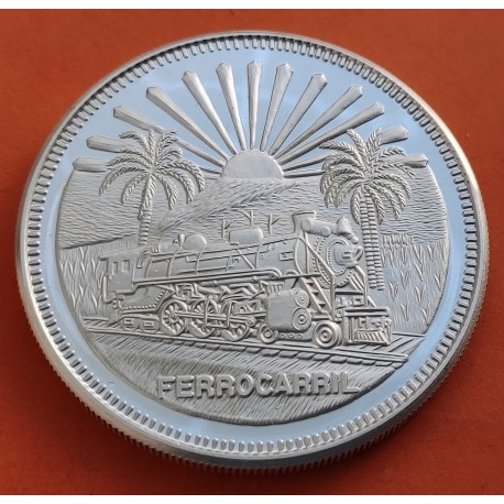 @OFERTA@ ESTADOS UNIDOS 2 ONZAS 1990 FERROCARRIL DE MEXICO 40 ANIV. MEDALLA DE PLATA PURA SC Oz CÁPSULA