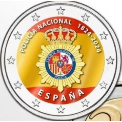 . 1 aaacoin @ENVÍO HOY@ COLOR Nº 5 - ESPAÑA 2 EUROS 2024 POLICÍA NACIONAL 200 ANIVERSARIO Cápsula MONEDA CONMEMORATIVA