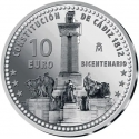 . 1 MONEDA + CÁPSULA x ESPAÑA 10 EUROS 2012 BICENTENARIO DE LA CONSTITUCION DE CADIZ 1812 PLATA NO ESTUCHE FNMT