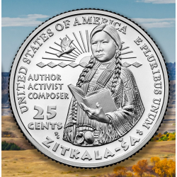 . 1 aaaacoin @13/NOV. Envío @ ESTADOS UNIDOS 25 CENTAVOS 2024 D INDIA ZITKALA American Women Quarter 15ª / 20º MONEDA DE NICKEL