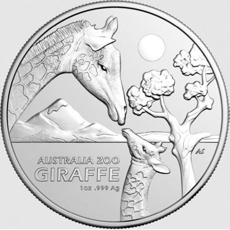 . 1 aaaacoin @13/NOV Envío@ AUSTRALIA 1 DOLAR 2024 JIRAFA 5ª MONEDA DE PLATA PURA cápsula ONZA OZ Australian Zoo JIRAFFE