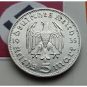 ALEMANIA 5 MARCOS 1935 D CANCILLER HINDENBURG AGUILA SIN ESVASTICA NAZI KM.86 MONEDA DE PLATA III REICH Germany 5 Reichsmark R/1